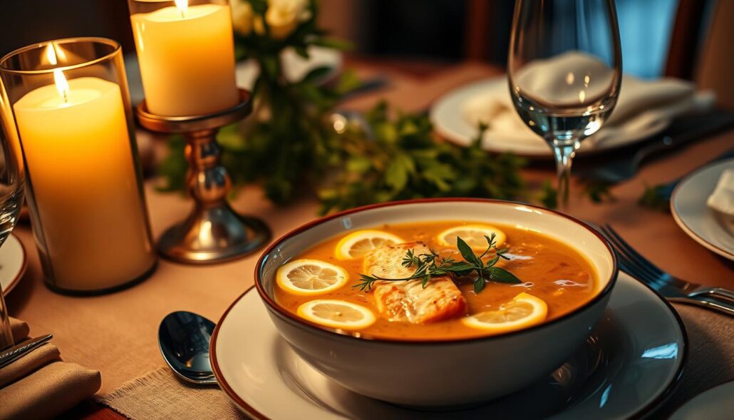 Salmon soup for entertaining