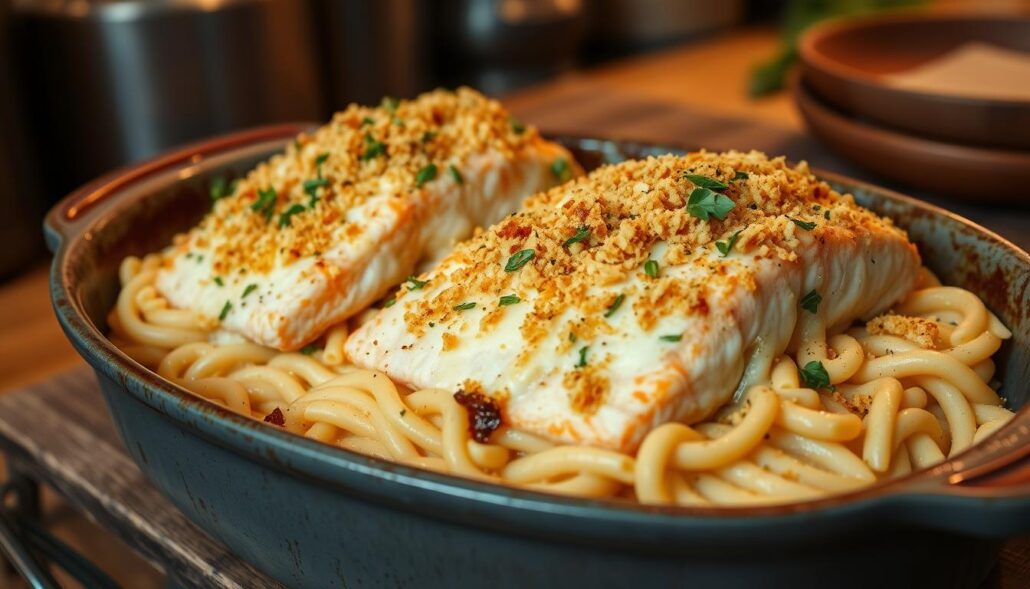 baked salmon pasta casserole