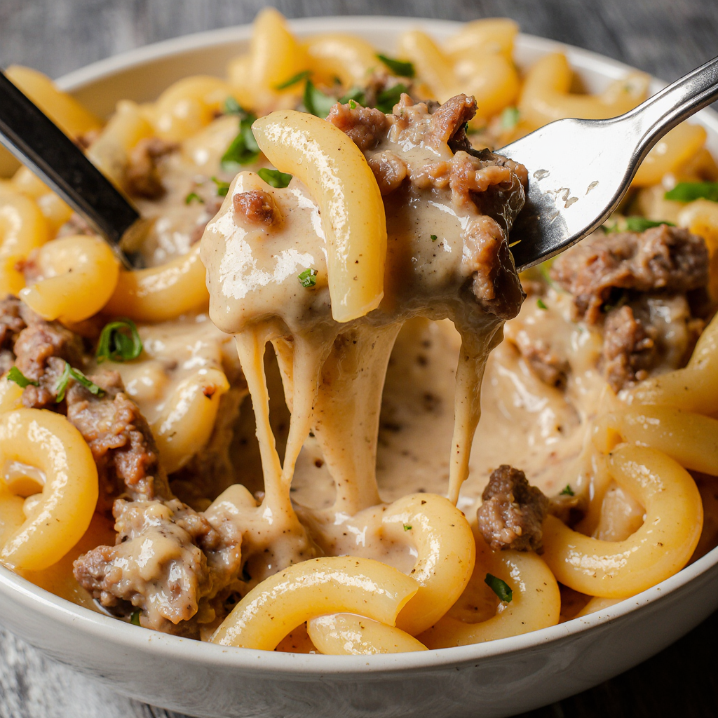 Indulge in High-Protein Creamy Philly Cheesesteak Mac and Cheese Today!